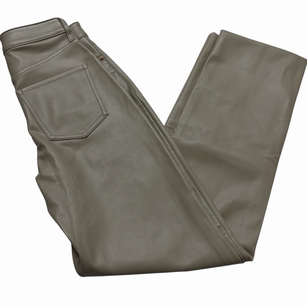 Express Super High Waisted Faux Leather Modern Straight Pants Brown Size 2L